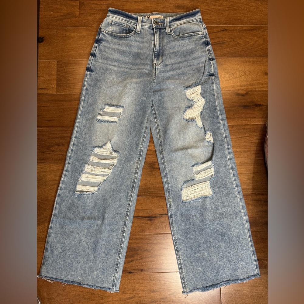 SO 90’s WIDE LEG SUPER HIGH RISE JEANS - Picture 4 of 11